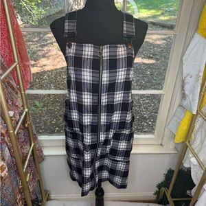Tgla Plaid Zip-Front Pinafore Dress
